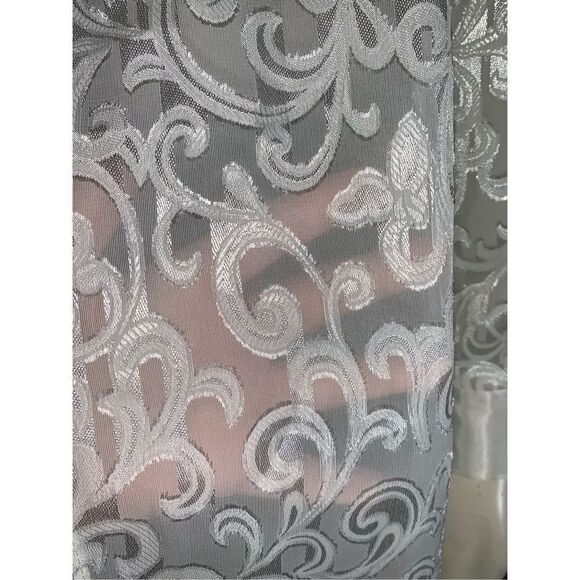 NWT Vintage Cream Sheer Satin Lace Oversized Button Down Blouse XL - Picture 9 of 10